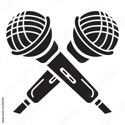 Crossed microphone icon. Simple illustration of crossed microphone vector icon for web design isolated on white background