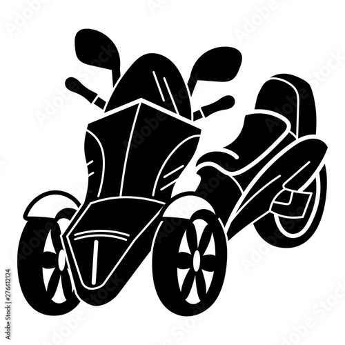 Three wheel motorbike icon. Simple illustration of three wheel motorbike vector icon for web design isolated on white background