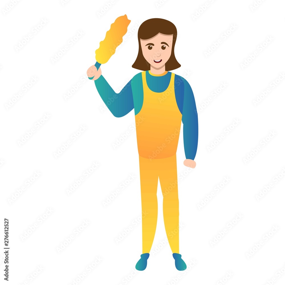 Woman clean home dirt icon. Cartoon of woman clean home dirt vector icon for web design isolated on white background Woman clean home dirt icon. Cartoon of woman clean home dirt vector icon for web design isolated on white background
