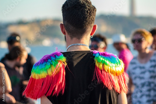 Fotografie, Obraz Man with lgbt rainbow accessories