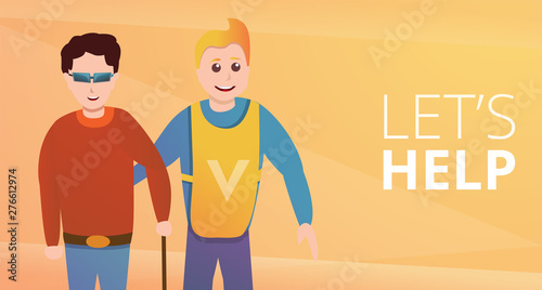 Volunteer lets help concept banner. Cartoon illustration of volunteer lets help vector concept banner for web design