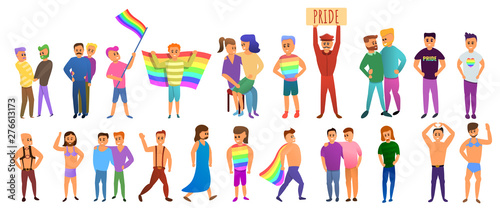 Transgender people icons set. Cartoon set of transgender people vector icons for web design