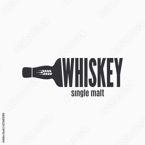 Whiskey bottle logo. Lettering sign of whisky