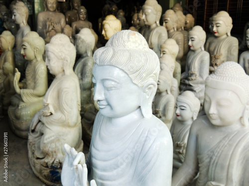 Mandalay alabaster workshop with Buddha statues destined for the Chinese market