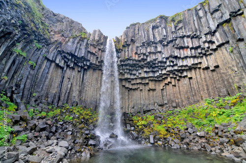 Svartifoss (Black Falls)  -  waterfall in Skaftafell in Vatnajökull National Park in Iceland,