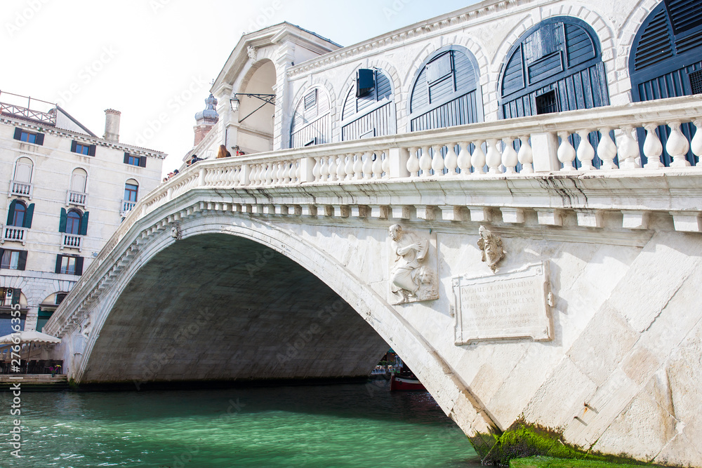 The famous Rialto Bridge over the Grand Canal in Venice built in 1591