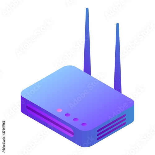 Wifi router icon. Isometric of wifi router vector icon for web design isolated on white background