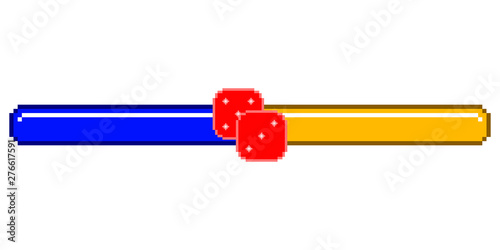 Isolated videogame bar with dices pixlated icon - Vector