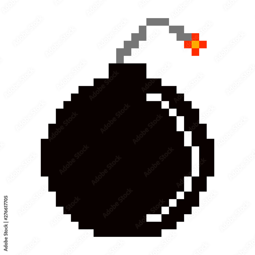 Isolated bomb cartoon pixelated icon on a white backgorund - Vector Isolated bomb cartoon pixelated icon on a white backgorund - Vector