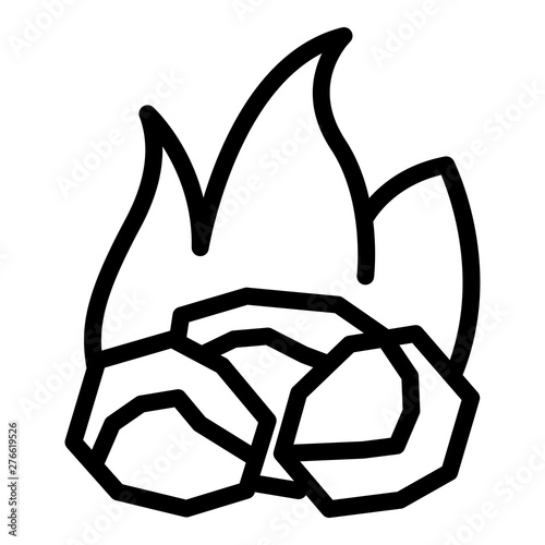 Coal fire icon. Outline coal fire vector icon for web design isolated on white background