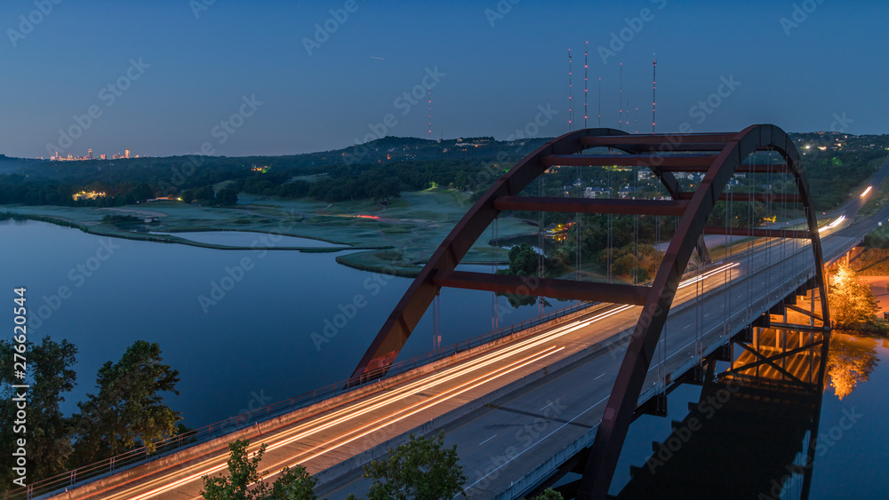 Early View of the Austin 360 Bridge With Downtown Austin in the Background Early View of the Austin 360 Bridge With Downtown Austin in the Background