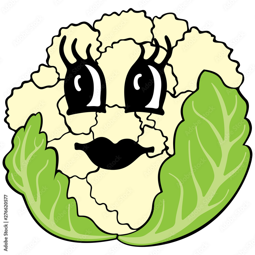 Funny cartoon cauliflower Stock Vector | Adobe Stock