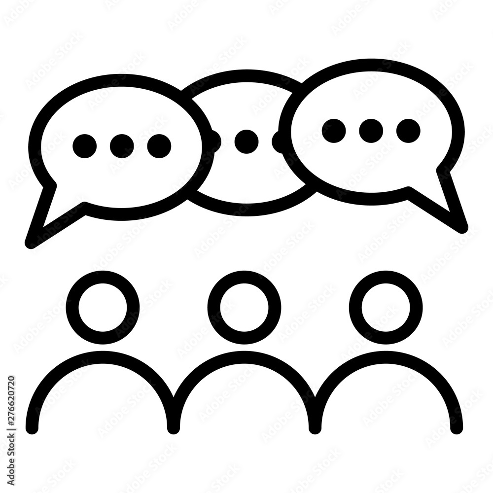 People group discussion icon. Outline people group discussion vector