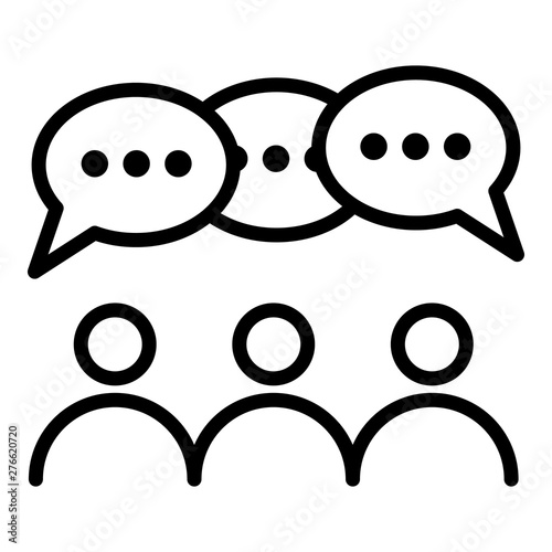 People group discussion icon. Outline people group discussion vector icon for web design isolated on white background