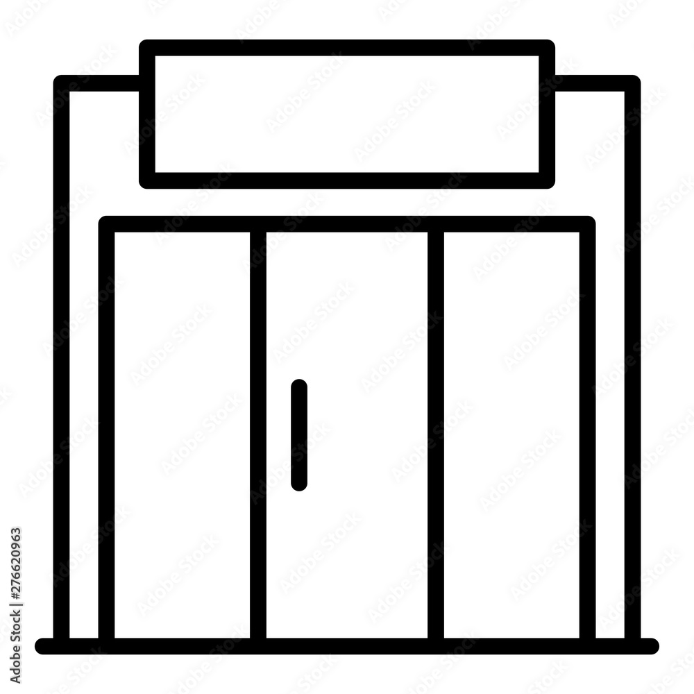 Glass street shop icon. Outline glass street shop vector icon for web design isolated on white background Glass street shop icon. Outline glass street shop vector icon for web design isolated on white background