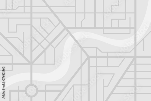 City street map plan with river. Vector gray color illustration schema