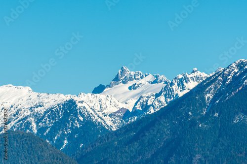 Aerial view at Mountains in Winter in British Columbia, Canada