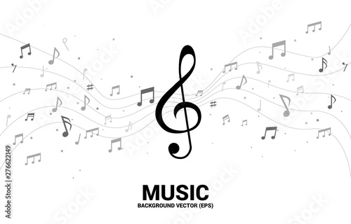 Vector music melody note dancing flow . Concept background for song and concert theme.