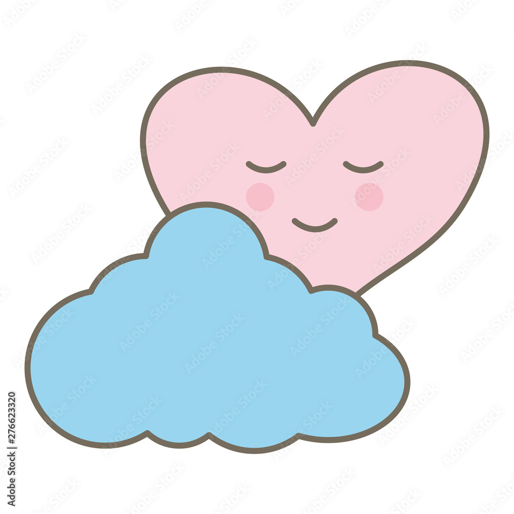 heart love kawaii with cloud