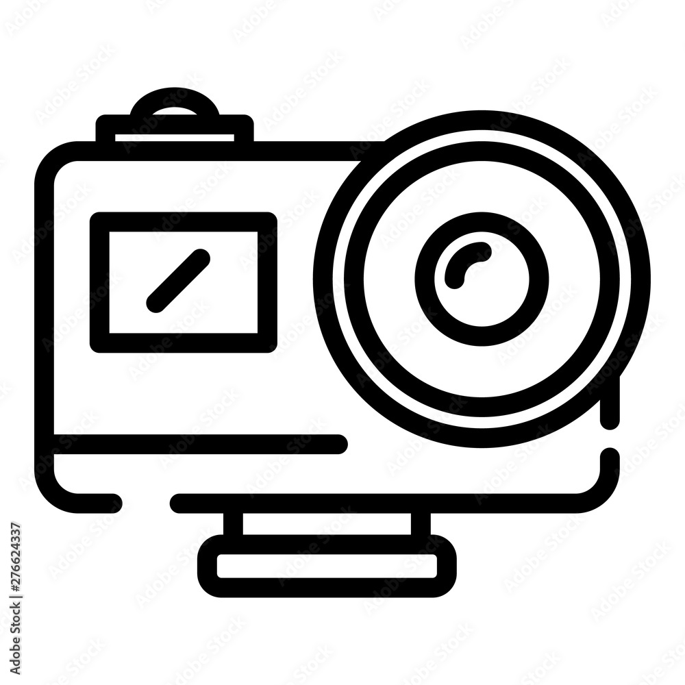 Action camera with lens icon. Outline action camera with lens vector icon for web design isolated on white background Action camera with lens icon. Outline action camera with lens vector icon for web design isolated on white background