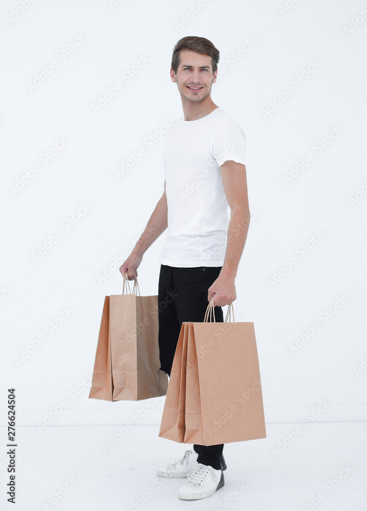 Guy satisfied carries bag Guy satisfied carries bag
