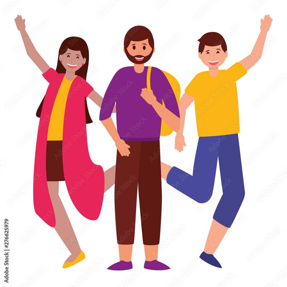 Fototapeta premium happy young people flat design