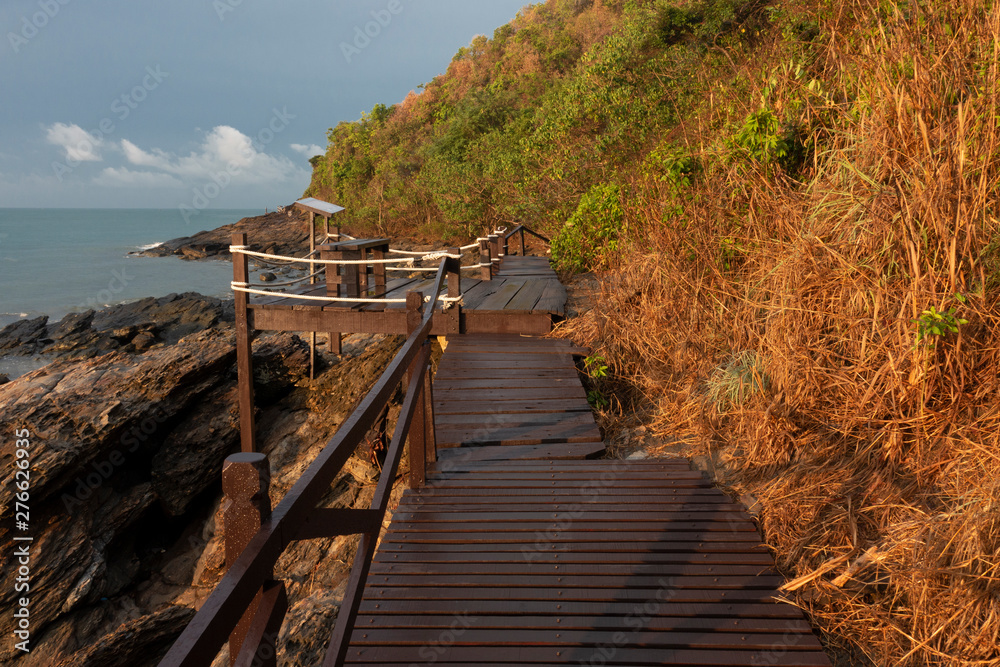 An  wooden bridge along coast at Khao Leam Ya national park