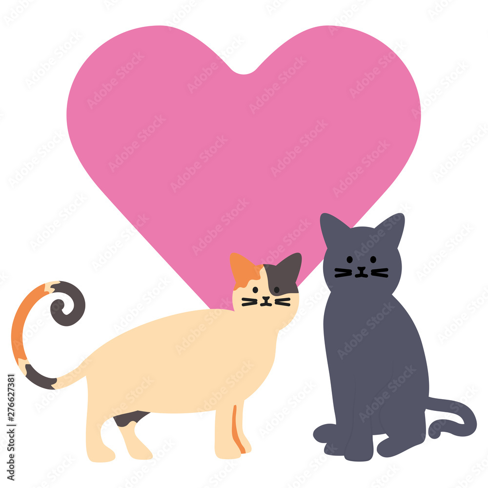 cute cats mascots adorable with heart
