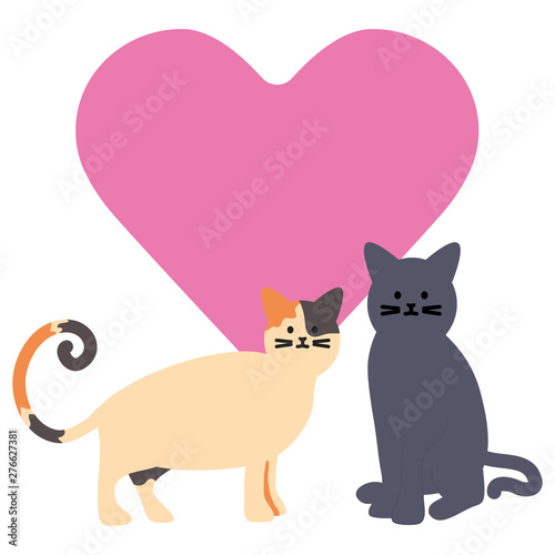 cute cats mascots adorable with heart