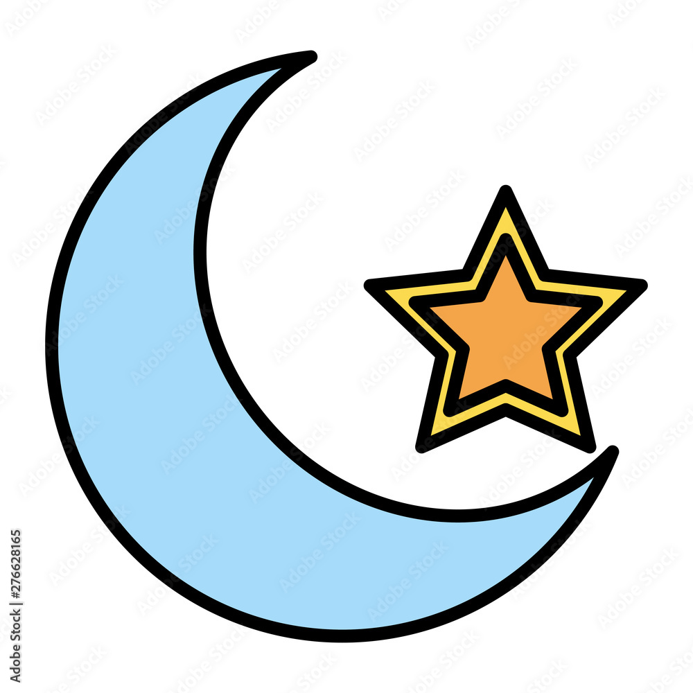 half moon and star on white background half moon and star on white background