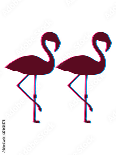 paar team 2 freunde pärchen crew 3d flamingo vogel pink urlaub strand meer sommer sonne design cool
