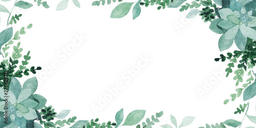 watercolor green leaves isolated on white. Sketched wreath, floral and herbs garland. Handdrawn watercolour illustration © Anna