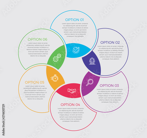Infographic design vector and marketing icons can be used for workflow layout, diagram, annual report, web design.  Business concept with 6 options, steps or processes. - Vector 