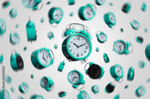 Εκτύπωση καμβά full frame shot of floating alarm clocks