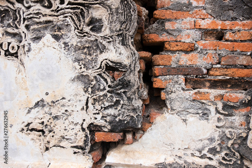 Old brick cement wall exture red orange white horizontal block which are beautiful background. photo