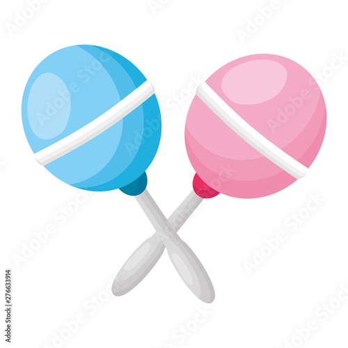 baby rattles toy on white background