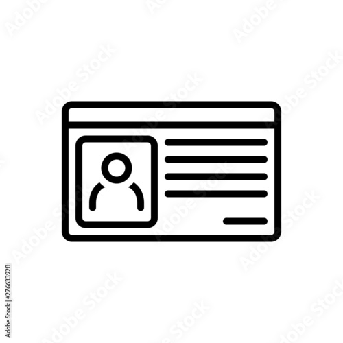 Black line icon for id card 