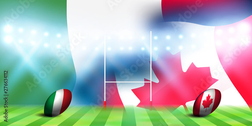 ラグビー　イタリア　カナダ　 国旗 