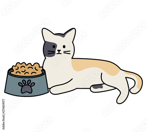 cute cat mascot with dish food