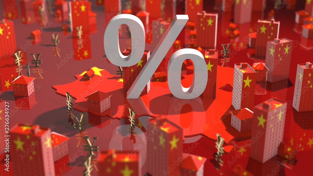 China's population growth effecting real estate property housing market investment - 3D illustration render - obrazy, fototapety, plakaty 