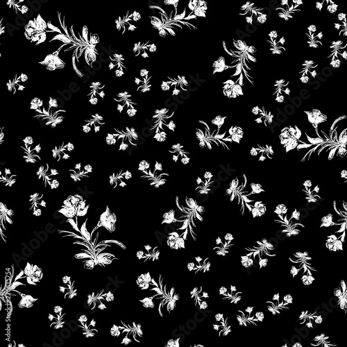 Vintage rose seamless outline vector, great design for any purposes. Floral vintage seamless pattern. Trendy linear illustration with a white rose. Textile fabric design. Simple flowery pattern
