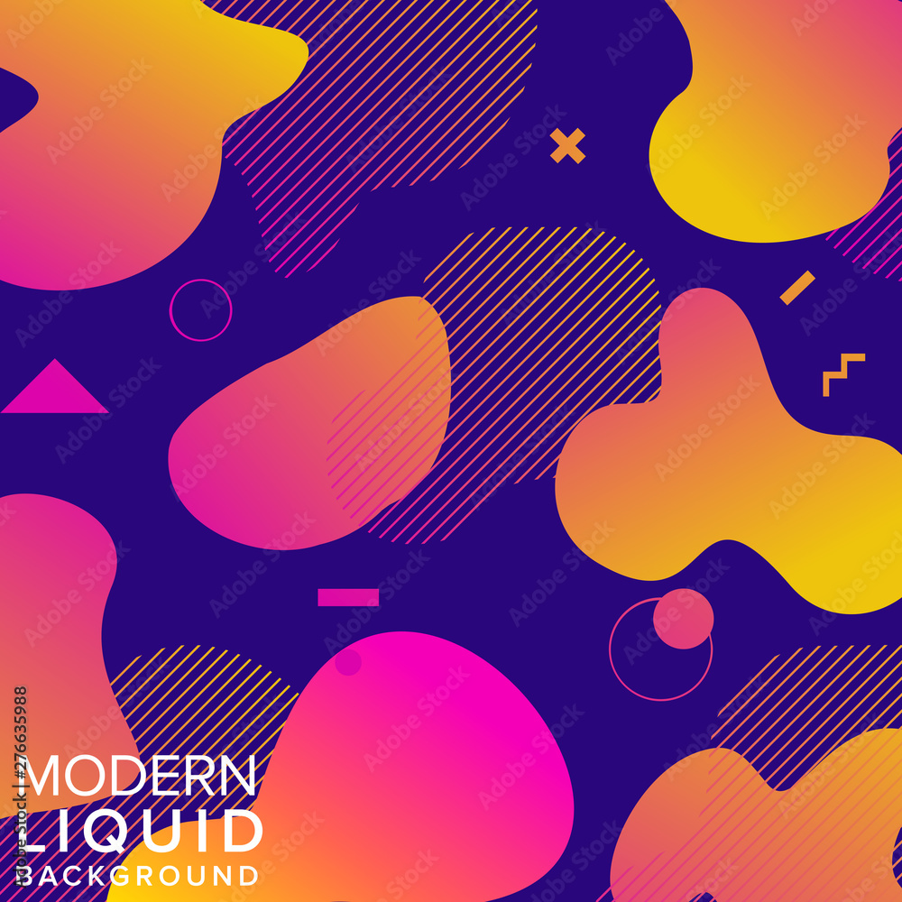 Liquid color background design with trendy shapes composition. Futuristic design background for banner poster frame