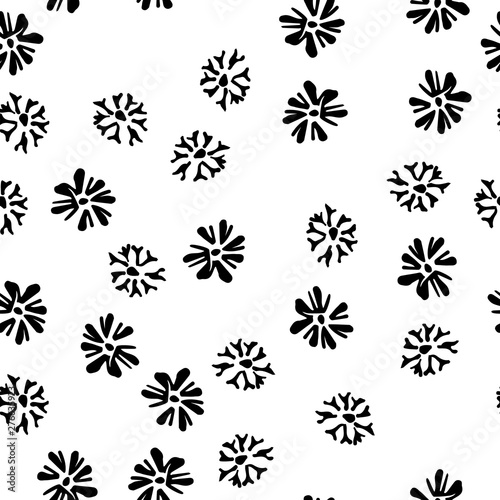 Chamomile vector seamless pattern in sketch style. Seamless floral design. Vector floral print. Abstract flower pattern. Modern design. Hand drawn illustration isolated on white background © aifeati