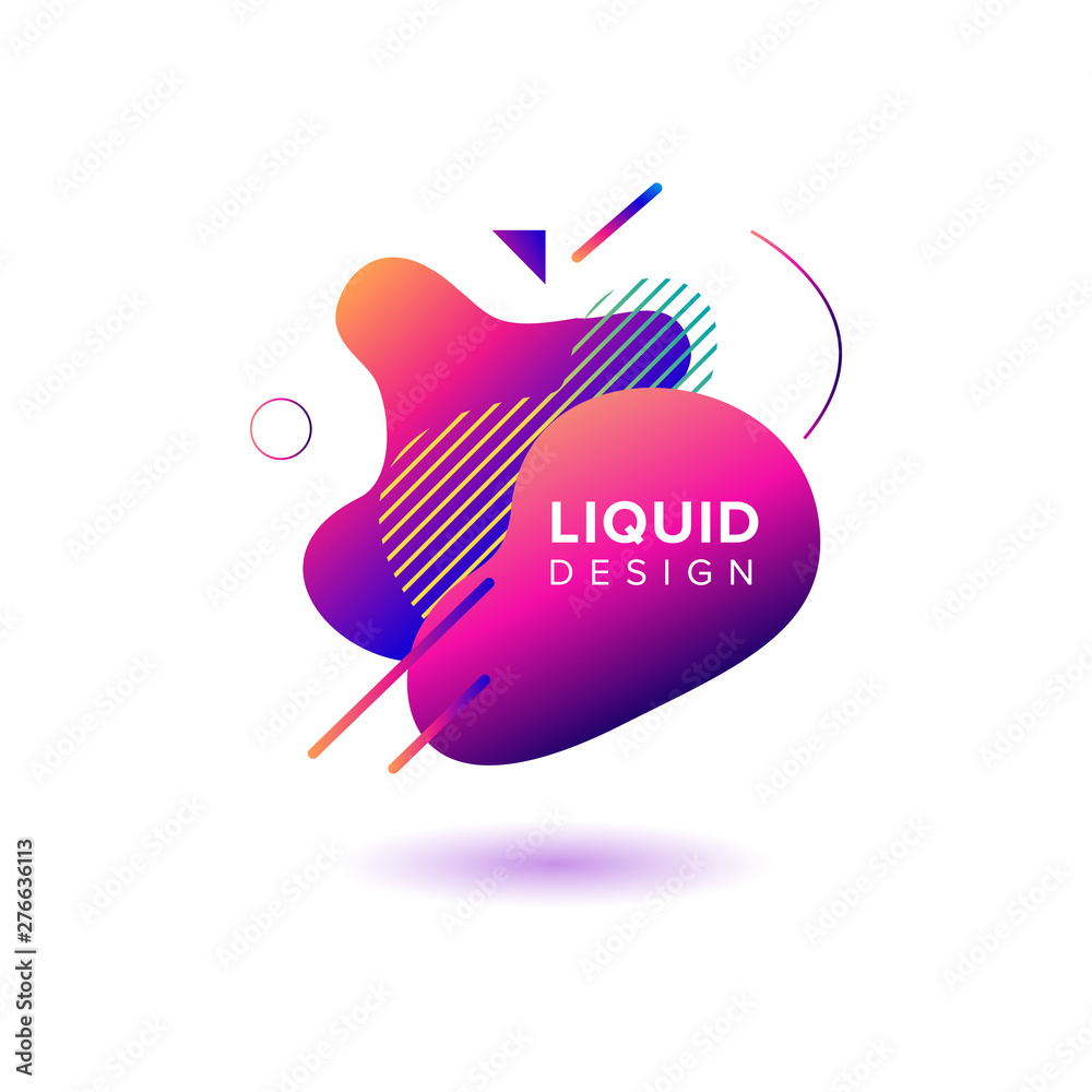 Naklejka Color abstract liquid shape, fluid color overlap gradient background. Vector creative neon color design