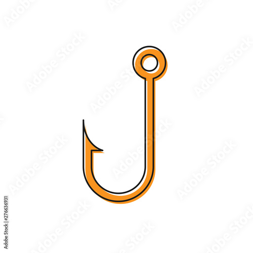 Orange Fishing hook icon isolated on white background. Vector Illustration