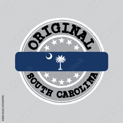 Vector Stamp for Original logo with text South Carolina and Tying in the middle with South Carolina Flag.