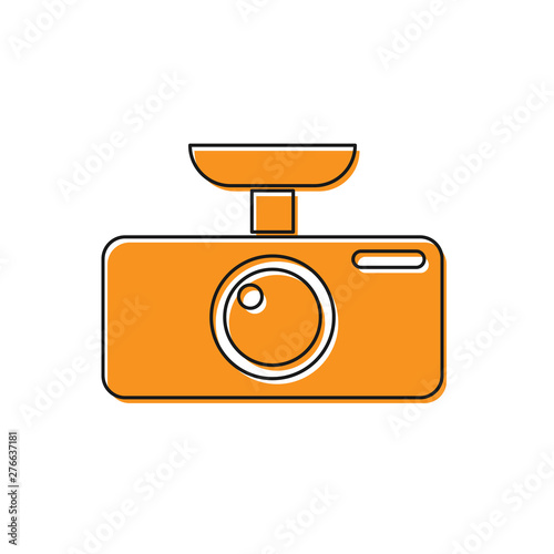 Orange Car DVR icon isolated on white background. Car digital video recorder icon. Vector Illustration