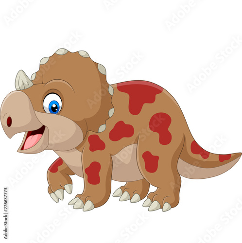 Cute triceratops cartoon on white background