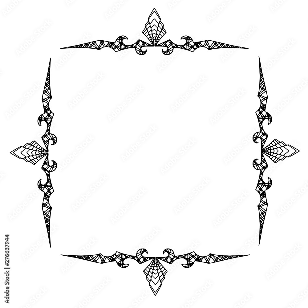Naklejka premium Art Deco frame of black lines. 