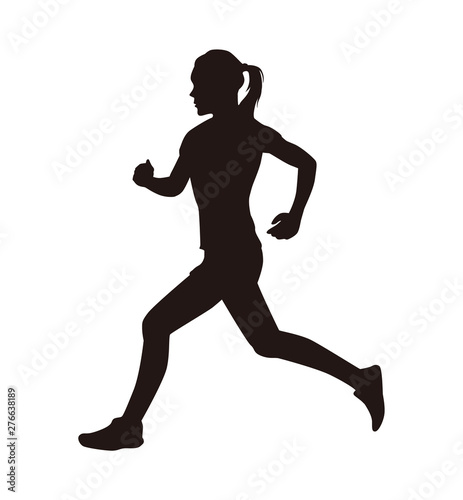 Woman Running Silhouette